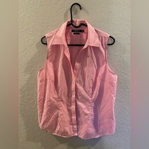 Lauren Ralph Lauren Pink Gingham Print Sleeveless Button Down Top Size Large